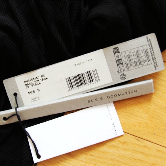 BNWT SS25 RICK OWENS "HOLLYWOOD" BASIC RIB TANK BLK XS & S - Picture 10 of 14